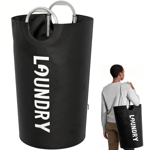 130L Laundry Basket with Tech Handle, 2in1 Large Dirty Clothes Hamper Black