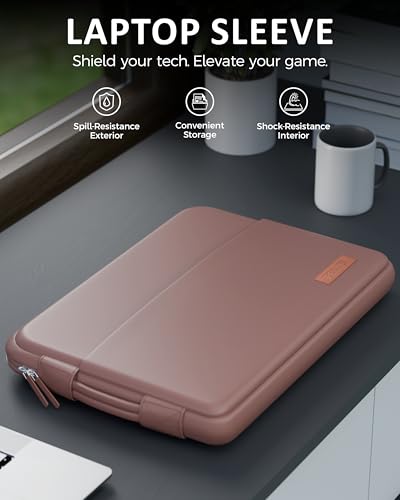 Image of FEDUS ORO Premium Vegan Leather Laptop Sleeve Bag Case 13.3 inch, Shockproof Office Laptop Cover Pouch Carrying Bag with Accessory Pocket & Handle for MacBook, HP, Dell, Lenovo, Asus for Men & Women