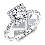 Moissanite Engagement Rings for Women Gold Plated 925 Sterling Silver Princess Cut Moissanite Rings
