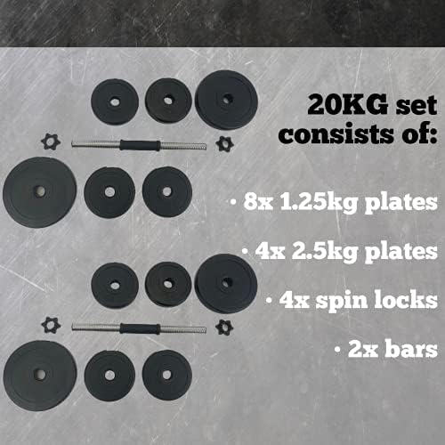 MegaShape 20kg 30kg 40kg 50kg Dumbbells Set - Adjustable Dumbbell Set Free Weights for Men - Weight Dumbbell Sets with Cast Iron Bar - Dumbellsweights Set for Home Gym Lifting Weights (Pack of 2)