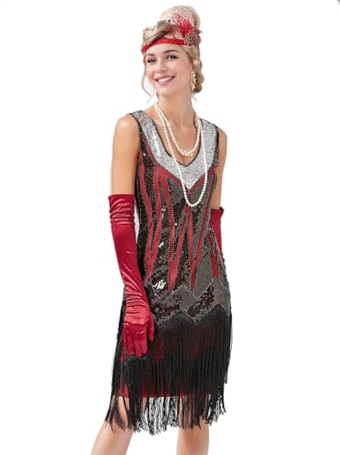 Image of Peacock-inspired 1920s Gatsby Beaded Flapper Sling Dress Womens Vintage Cocktail Dress W /Complete Accessories Set
