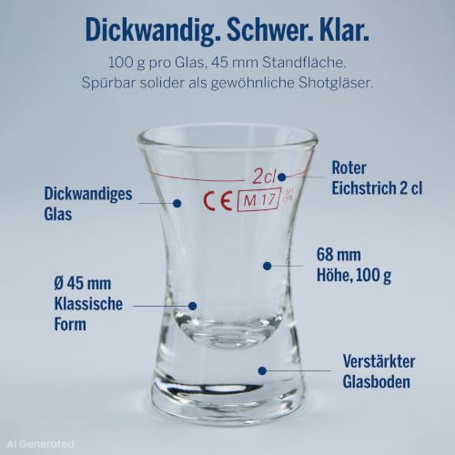 Van Well Wachtmeister Schnapsgläser 28 ml, 24er Set, geeichte Shotgläser – Ansicht 3