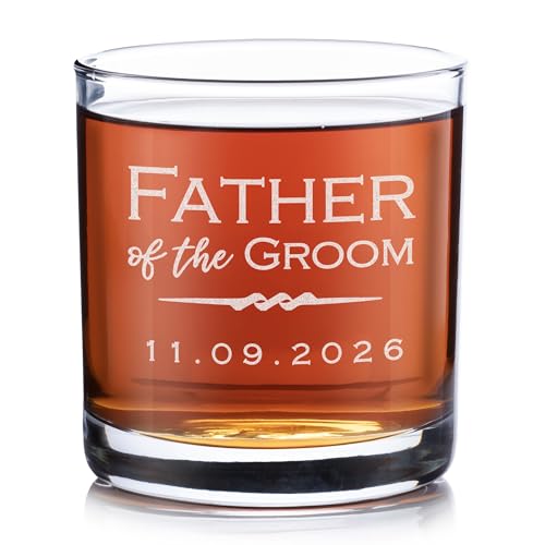 Lifetime Creations Personalized Father of the Groom Whiskey Glass: Custom Engraved Father of the Groom Gifts for Wedding Day to Dad, Made in USA, Dishwasher Safe