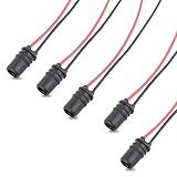 Irinidig 6 PCS Car T10 Instrument Bulb Harness Socket, W5W 194 Bulb Pre-Wired Connector Round Mouth 12961 Lamp Holder with 4.33' Wire Harness, Modification Replacement Accessories, for Cars (Black)