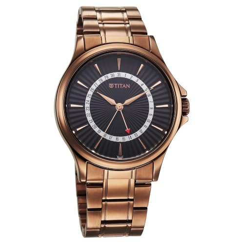 Image of Titan Karishma Quartz Analog with Date Black Dial Stainless Steel Strap Watch for Men