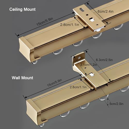 Aluminum Room Divider Ceiling Mount Rail Set - Easy Install Sliding Track Poles for Privacy - Ideal for RV, Shower, Window (White, 95cm/3.12ft)
