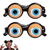 2PC Crazy Eyes Glasses, Novelty Winking Glass, Shaking Eye Glasses, Funny Glasses With Blinking Eyeball for Adults, Party Glasses