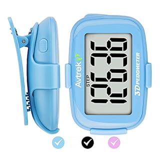 AVTREK Accurate 3D Step Counter Pedometer Tracker for Walking Simple Pocket Pedometer Clip on (Blue)