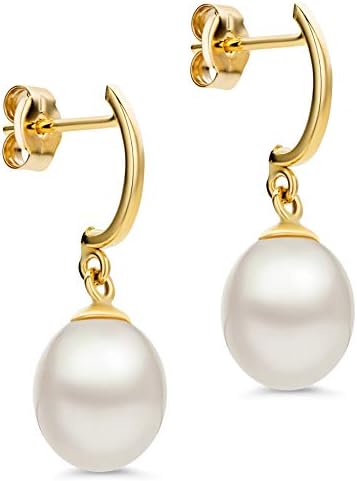 Orovi ladies pearl earring set, 14 carat gold (585) yellow gold, jewellery