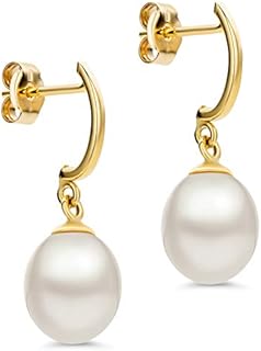 Orovi ladies pearl earring set, 14 carat gold (585) yellow gold, jewellery
