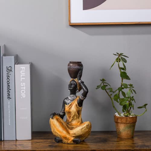 Leekung Angel Garden Statues & African Lady Figurines Bundle #TOP6