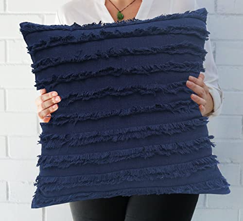 Image of mosey 12x18 Cushion Covers Set of 2 | 100% Cotton Rectangle Cushion Covers for Sofa, Bed | Boho Rectangular Shape Cushion Covers 12 inch x 18 inch Navy