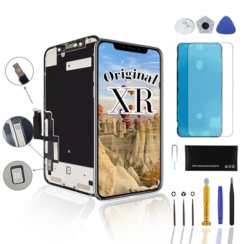 Lenwell Original OEM Pull Screen Replacement for iPhone XR 6.1”A1984 A2106 A2107 A2108 3D Touch Screen Digitizer with Assembly Full Repair Toolkit Tempered Glass Protector Waterproof