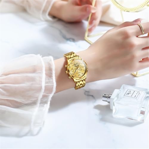 Image of OLEVS Womens Watches Chronograph Luxury Diamond Dress Analog Quartz Wrist Watches Stainless Steel Waterproof Luminous Ladies Watch