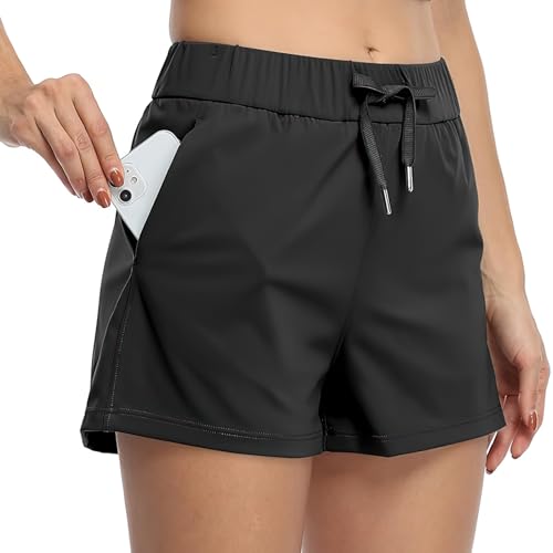 Listado de Pantalones cortos deportivos para Mujer - los preferidos. 44 Short Deportivo Mujer,Yoga Mujer Short,Pantalones Cortos de Running con Bolsillos para Yoga,Running,Gimnasia,Casual y Entrenamiento (MX/US, Alfa, Grande, Regular, Regular, Negro)