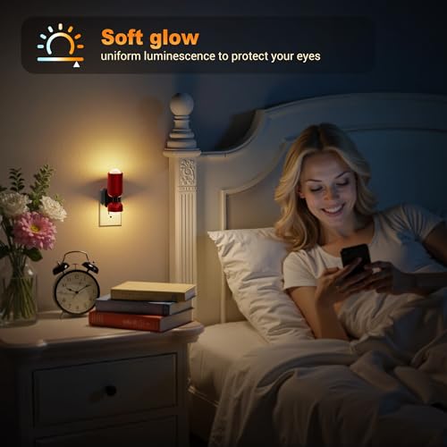 Image of JandCase Night Light, Night Lights Plug Into Wall, 3000K Warm White, 0-100LM Adjustable Brightness, Dusk to Dawn Sensor, 2 Pack Plug in Night Light for Bedroom, Stairway, Bathroom, Hallway