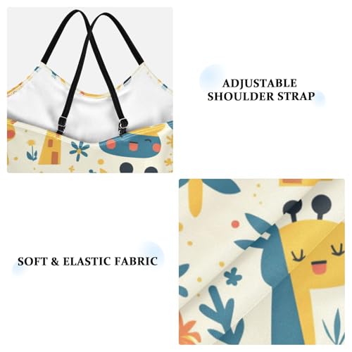 KLL Cute Giraffes Clouds Girls 1-Piece Swimsuit Beach Swimwear with Adjustable Straps Quick Dry3