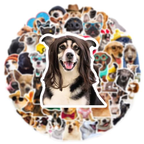 Aigemumy 50 PCS Funny Dog Stickers Cute Animal Sticker for Journaling Laptop Scrapbook Water Bottles Guitar Suitcase Phone Snowboard Waterproof Vinyl Gifts for Women Girl Kids Adult Teens