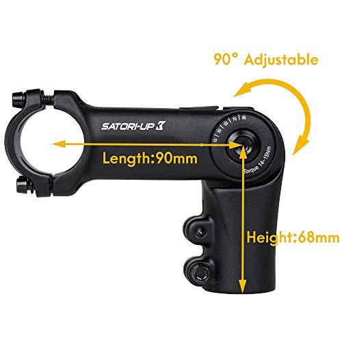 Satori Up3 Bike Bicycle Riser Extension Adjustable Handlebar Stem 1-1/8" X 31.8Mm X 90Mm - Great For Mountain Bike & Road Bike - 3D Forged Alloy #TOP1