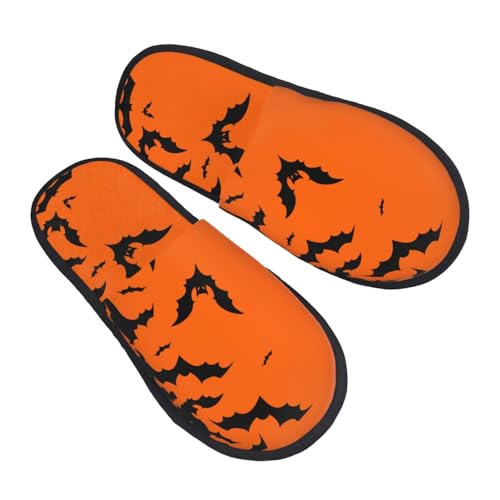Halloween Bats Print Women Slippers Home Furry Shoes Keep Men Couples Shoes Warm For Women-2