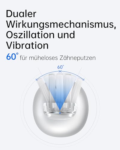 Laifen Wave elektrische Zahnbürste, Oszillation & Vibration elektrische Schallzahnbürste für Erwachsene mit 3 Bürstenköpfen, IPX7 wasserdicht magnetisch wiederaufladbar Reisezahnbürste (Edelstahl) – Bild 3