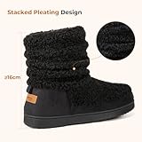 HomeTop Women's Bootie Slippers Fuzzy Warm Memory Foam Indoor House Shoes with Non-slip Rubber Soles Black, 5/6 UK - Image 4
