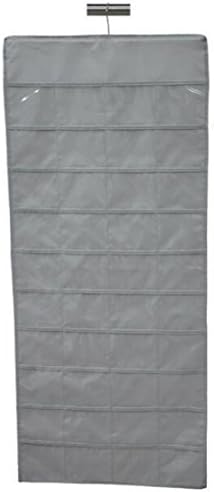 Double sided 80 pockets Hanging Jewelry Organizer Display Earring Rings Necklace Bracelets Holder Storage Bag with hanger(light gray)