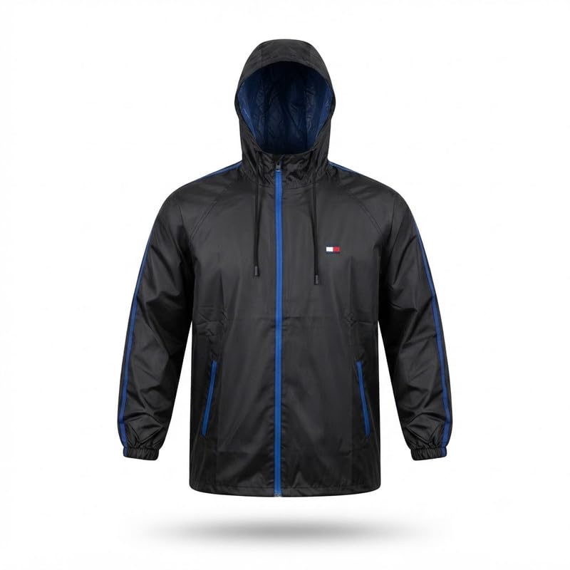 elevea 𝟏 𝐘𝐞𝐚𝐫 𝐖𝐚𝐫𝐫𝐚𝐧𝐭𝐲 Lightweight Waterproof Hooded Rain Jacket for Men, Wind Resistant Raincoat with Secure Zipper Pockets, Stylish Rainwear for Motorcycle Riding-picture-12