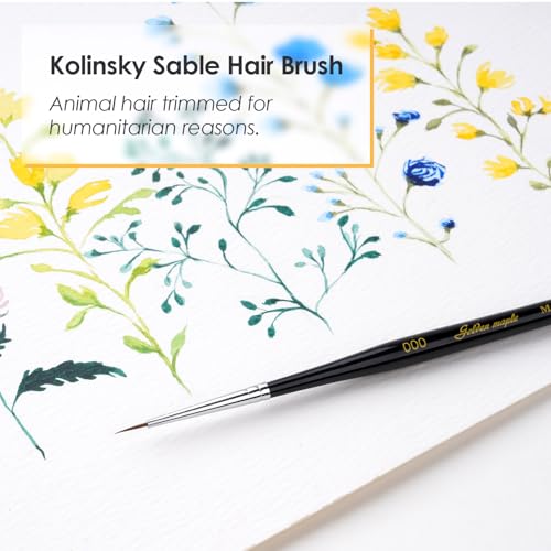 Image of Kolinsky Sable Miniature Paint Brushes - Professional Artist Brush Size 000, Small Fine Detail Paint Brush Set for Mini Paints, Paint by Number, Figurine