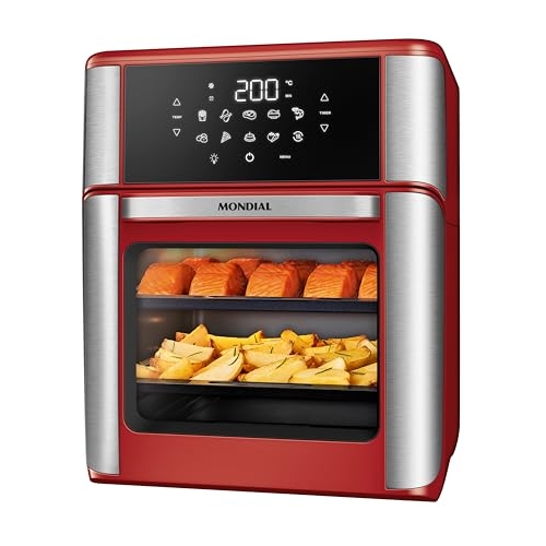 MONDIAL Fritadeira Air Fryer Forno Oven 12L, Vermelho/Inox, 2200W, 220V - AFON-12L-RI MONDIAL Fritadeira Air Fryer Forno Oven 12L, Vermelho/Inox, 2200W, 220V - AFON-12L-RI