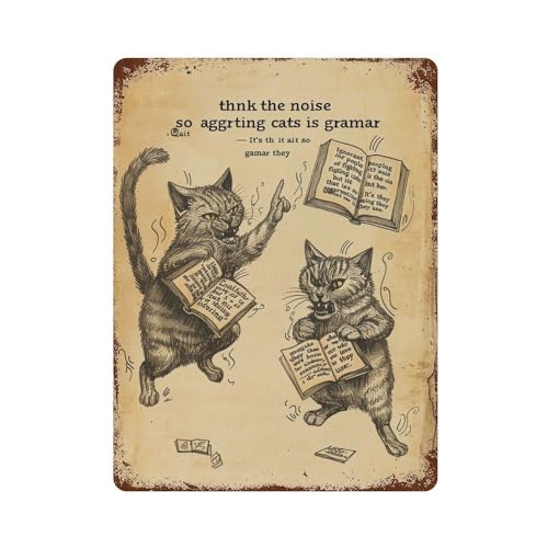 Plaque en fer rétro Cat Fight décoration murale durable pour salon et boutique chic