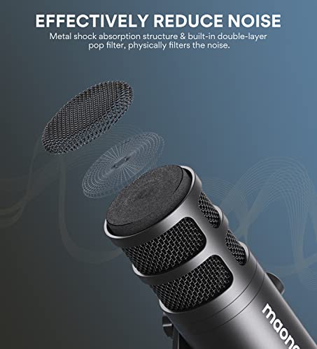 Image of MAONO USB Dynamic Microphone, Podcast Recording Microphone with Gain Knob, Plug & Play, Metal Structure, Voice-Isolating Technology, Cardioid Studio PC Mic for Streaming, Vocal, Home Studio-PD100U