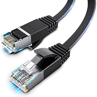 Cat 6 Ethernet Cable, 10FT, Flat High Speed Network Cable with RJ45 Connectors, Waterproof for Indoor & Outdoor Use