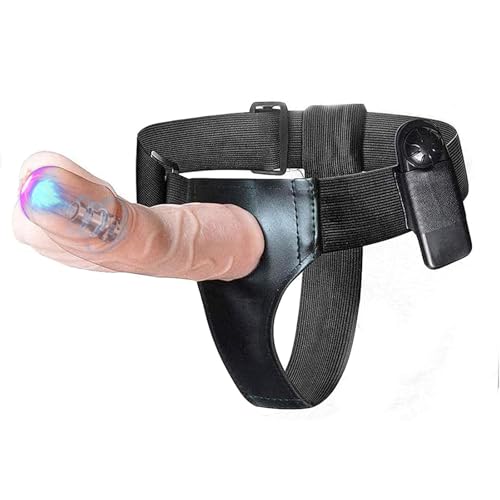 Strap-On Umschnall Dildo für Männer und Frauen mit Vibrator Hollow Penis Extender Cock Sleeve Verstellbares Harness mit Vibration Realistischer Umschnallpenis für Paare
