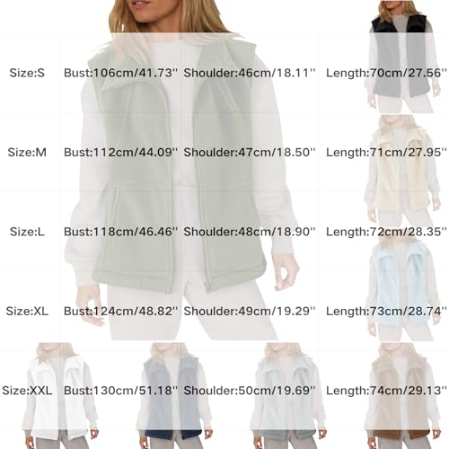 Womens Fleece Vest Fuzzy Cozy Sleeveless Cardigan Winter Sherpa Zip Up Waistcoat Outerwear with Pocket2