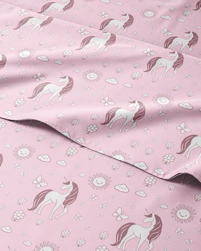 Image of Kids Full Unicorn Pink Bed Sheets - 4 Piece Kids Unicorn Pink Sheet Set