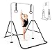 FINCOME Gymnastics Bar for Kids with Gymnastics Rings, Height Adjustable Gymnastics Horizontal Bar, Foldable Bar Gymnastics Equipment for Home Room Indoor Outdoor Gym Practics, Gymnastic Bar Black