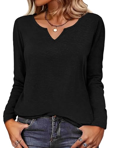 Image of Zeagoo Long Sleeve Shirts for Women Fall Tops Casual Dressy V Neck Blouses Boho Tunic Western Clothes Vacation Outfits