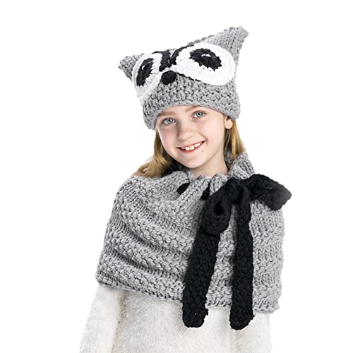 Bonnet écharpe hibou au crochet, le cadeau d'hiver parfait