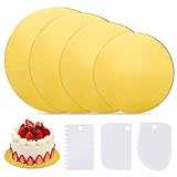 【MÚLTIPLES USOS】 Este bandejas para tartas se puede usar para muchos eventos diferentes. Como este set incluye 4 tamaños, son perfectos para tartas de todos los tamaños y otros artículos horneados. Úselas para postres como pastel de queso, galletas gigantes, tartas, cupcakes, casas de jengibre, pan y hasta pizza. Puede usarlas en la comodidad de su hogar para hacer regalos o en una cocina profesional o pastelería comercial. También puede usarlas en tableros de cartón para manualidades.