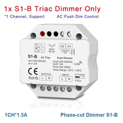 LED Controller S1-B 1.5A Triac Dimmer Switch avec technologie coupure de phase - 2
