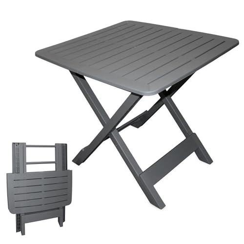 Spetebo Klapptisch Tevere grau - 72 cm - Kunststoff Garten Beistelltisch - Camping Festival Garten Tisch klappbar