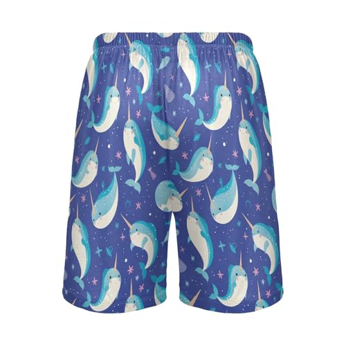 Vdsrup Mens Pajama Shorts Narwhals Sleep Shorts Men Stars Pajama Bottoms With Pockets Drawstring Lounge S3