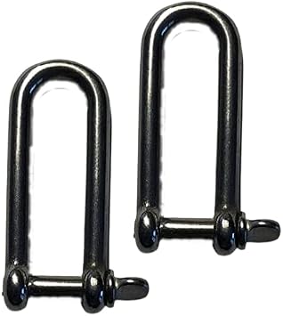 US Stainless 2 Pieces Stainless Steel 316 Long D Shackle 5/32" 4mm Marine Grade Dee
