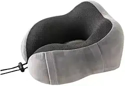 Travesseiro almofada de Pescoço para Viagem, Espuma Viscoelástica, Ajustável (CINZA CLARO)