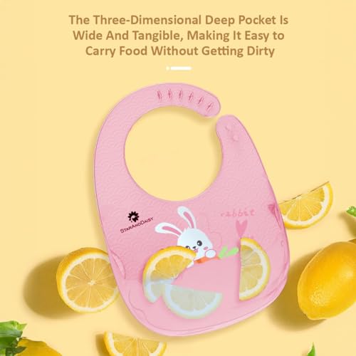 Image of StarAndDaisy Reusable Silicone Bib for Baby with Adjustable Buttons for Mess-Free Feeding