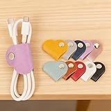 10 Pcs Heart Cord Organizers, Tangle-Free Earphone Cable Straps for Headphones, USB Charging Cords Wire Management, Adhesive Cable Clips with Decorative Heart Shape Design