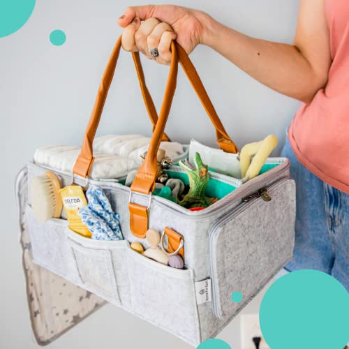 Home For Each - Portable Diaper Caddy Storage Bag With Roll Lid And Removable Dividers, Caddy Organizer For Nursery, Changing Table, Car And More, Travel-Friendly Baby Caddy For Infant Essentials #TOP1