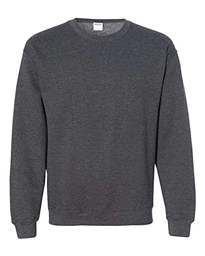Sweat-shirt col rond Gildan gris foncé Large pull molletonné uni sans capuche