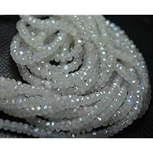 LKBEADS 2 x 14 Inch Strands, Silver Sparkle Rainbow Moonston Faceted Rondelles,5-5.5mm Code-HIGH-3690